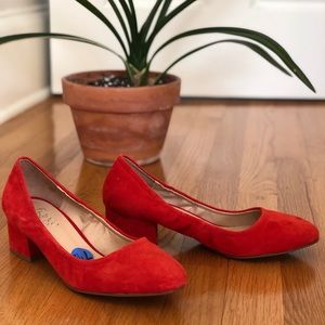 Franco Sarto red mini heels